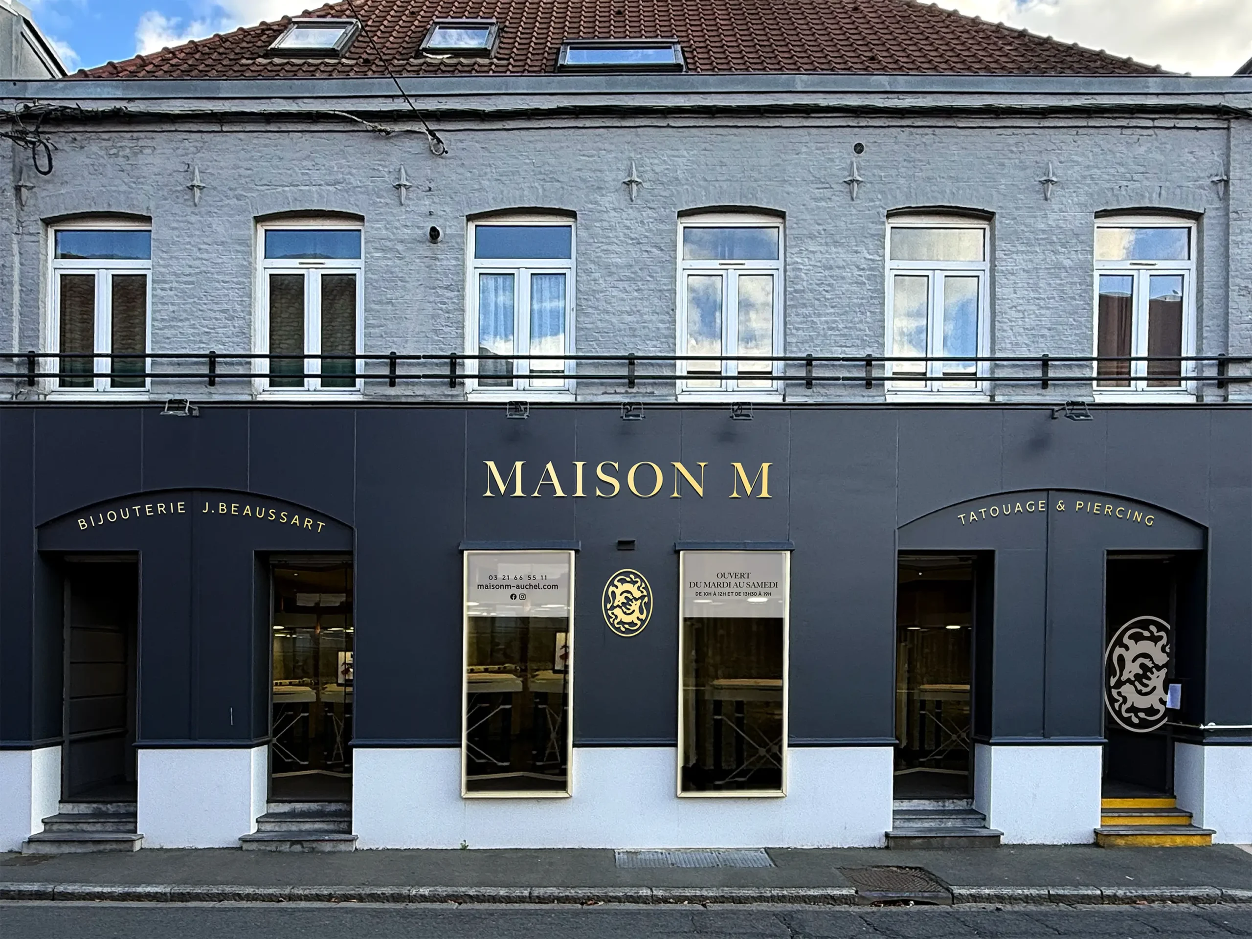 Enseigne Maison M - Bijouterie Tatouage Piercing Auchel - Agence GUS Béthune